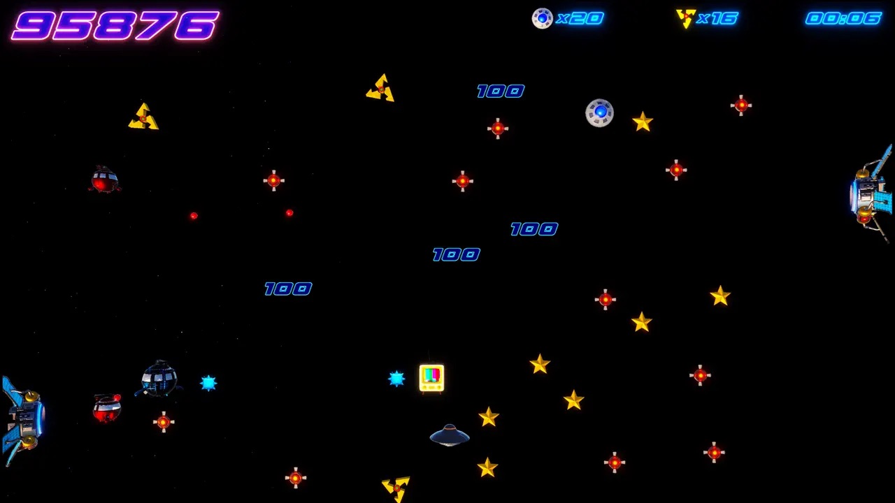 Captain Star on Apple TV — gameplay with alien drones, gold stars and 100-point pickups across the big screen